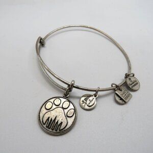 Alex Ani Bracelet Silver‎ Tone Charm Paw Print Logo Dangle Pet Furbaby